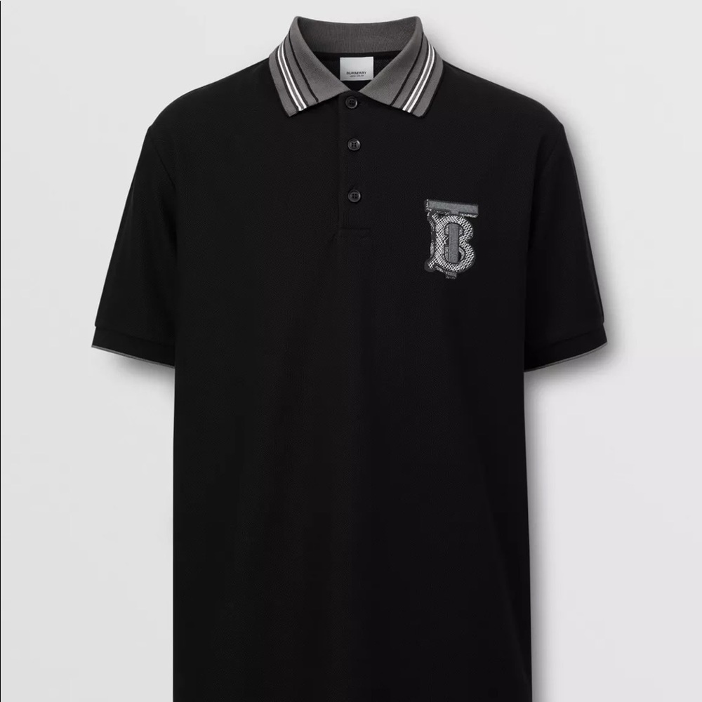 Burberry Monogram Motif Cotton Piqué Polo Shirt
